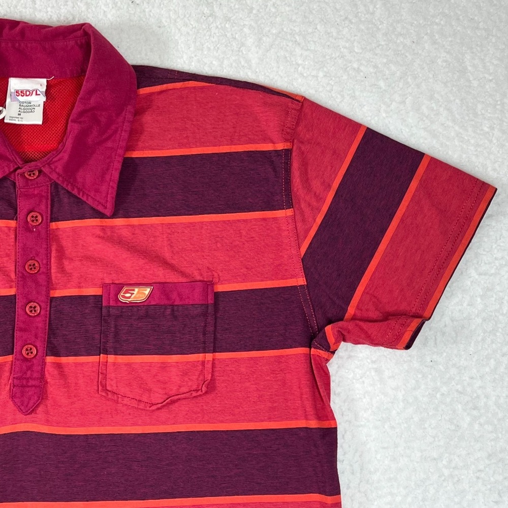 DIESEL 55DSL Polo Shirt Striped‎ Red Y2K Streetwear Cotton Men's Size L VTG NWT - Picture 5 of 14